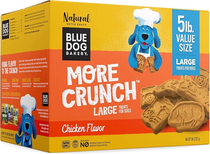 Blue Dog Bakery, More Crunch Chicken Biscuit, Large Dog Treats 5lb Box | Crunchy Oven-Baked Dog Treat Biscuits, Chicken Flavor, Made with Real Premium Wholesome Ingredients in the USA