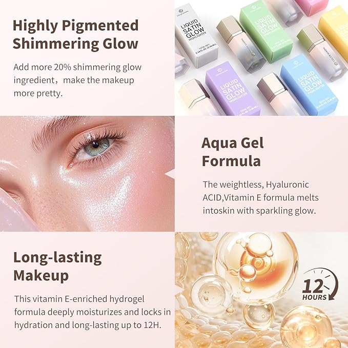Color Nymph Gel Liquid Highlighters Chameleon Liquid Makeup Highlighter With Sponge Tip For Face Eye Body Cream Glint Highlighter - 02# Fluorescent Light Purple