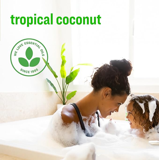 Everyone 3-in-1 Kids Soap, Body Wash, Bubble Bath, Shampoo, 32 Ounce (Pack of 2), Tropical Coconut, made with Essential Oils for Toddlers, Tweens and Teens
