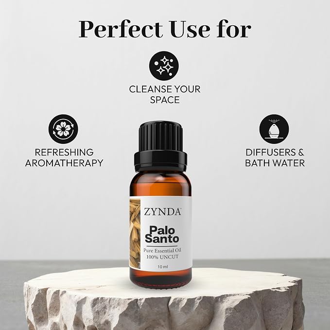 Palo Santo Essential Oil – 100% Pure & Natural Palo Santo Oil for Aromatherapy, Meditation & Relaxation – Grounding Scent for Diffuser, Massage & Beard Care