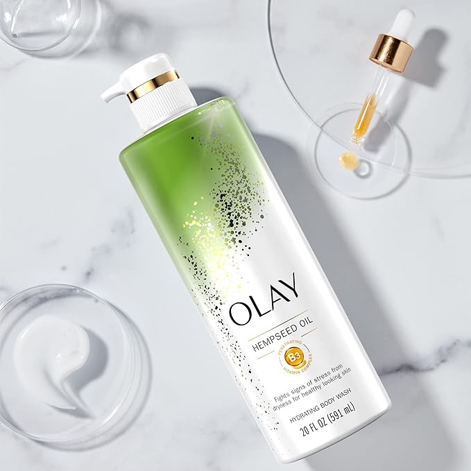 Olay Hydrating Body Wash for Women with Hempseed Oil and Vitamin B3, 20 fl oz (Pack of 4)