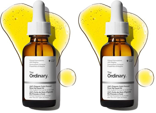 The Ordinary 100% Organic Cold-Pressed Rose Hip Seed Oil,Addresses Signs-of Aging by Improving the Appearance of Uneven Skin Tone,Supporting Skin Elasticity,1 Fl Oz,(Pack of 2)