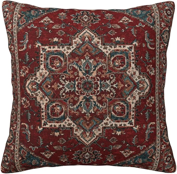 Northwest Persian Silk Carpet Print Pillow Covers Decorative Square Throw Pillowcase 18x18 Inch Couch Cushion Cover for Home Decor Living Room Bedroom College Dorm Bed Car Sofa