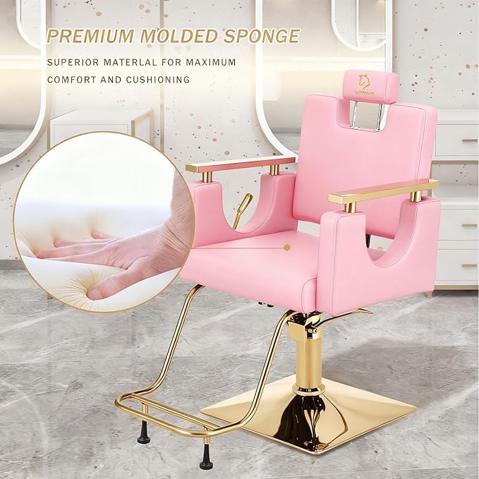 Heavy Duty Barber Chair, 360° Swivel Reclining Salon Chair for Hair Stylist, Height Adjustable Hydraulic Hairdressing Chair with Footrest for Barber Shop, Beauty Salon, Hairdressers