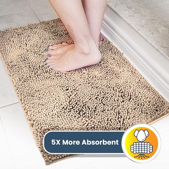 Muddy Mat® | Super Water Absorbent Door Mat Indoor, Microfiber Quick Dry Chenille Entryway Rug, Slip Resistant Front Door Mat, Indoor Mats for Entryway, Machine Washable Pet Rug, Beige 24" x 44"
