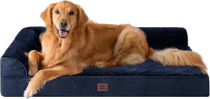 EHEYCIGA Extra Large Dog Bed Othorpedic, Memory Foam XL Dog Bed with Washable Removable Cover, Waterproof Pet Sofa Couch XLarge Size Dogs with Nonskid Bottom, 44x32x6.5, Navy Blue | Washable Removable Cover, Waterproof Flat Pet Sofa Couch with Nonskid ...