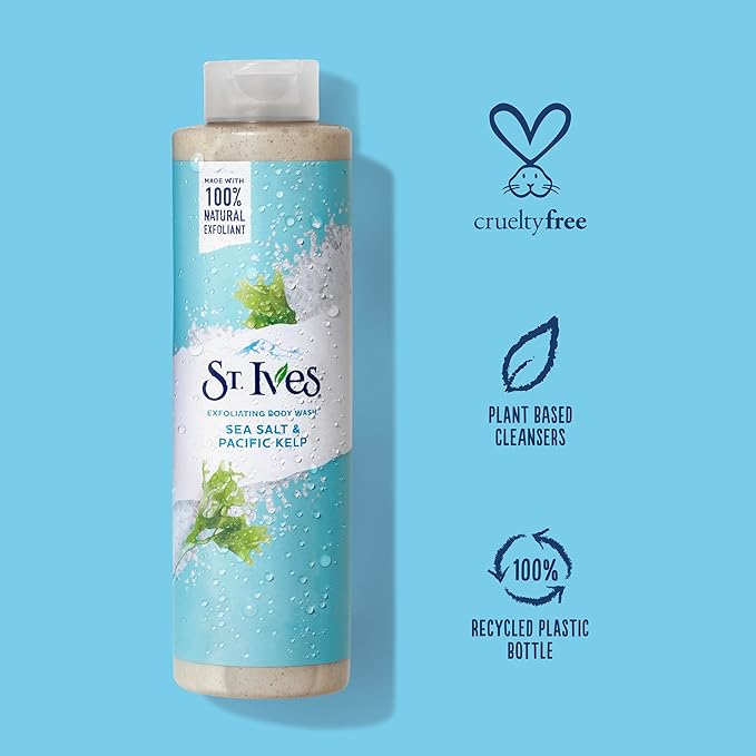 St. Ives Sea Salt & Pacific Kelp Exfoliating Body Wash 22 Fl Oz (Pack of 2)