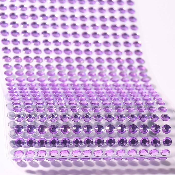 3/4/5/6/8MM Temporary Tattoo Stickers Face Gems Eye Jewels Rhinestones Gems Crystals Jewels for Crafts Gems Jewels Eyes Stickers Makeup Self Adhesive for Hair Face Crafts 3555 PCS(light purple)