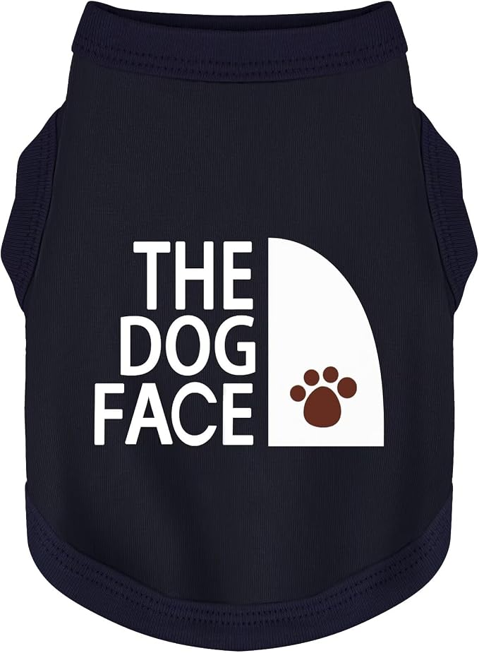 Personality Canine Attire: Soft, Lightweight Cotton Dog Clothes with 'The Dog Face' Print. Small and Medium Breeds, Perfect for Everyday Wear, Comfortable and Breathable Pet Shirt Dark Blue 4XL