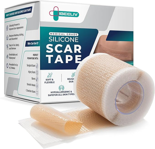 Silicone Scar Tape for Surgical Scars: Medical Grade Scar Gel Sheets for C-Section Tummy Tuck Recovery and Treatment – Reusable Scar Strips for Keloid Burn Acne Scars Removal (1.6'' x 60''Roll-1.5M)