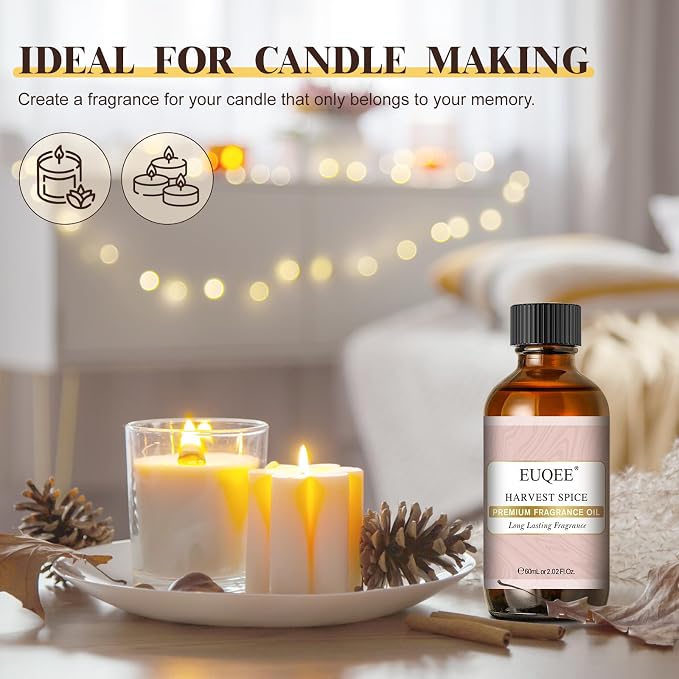 EUQEE Harvest Spice Fragrance Oil 2.02 Fl oz/ 60ml | Essential Oil for Soap Candle Making, Diffusers, DIY Bath Bombs