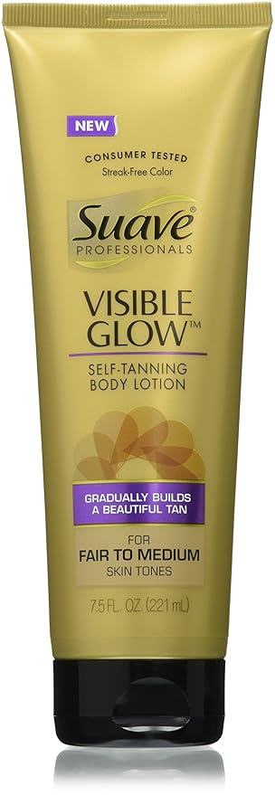 Suave Professionals Visible Glow Self-Tanning Body Lotion, Fair to Medium 7.5 oz (3-Pack)