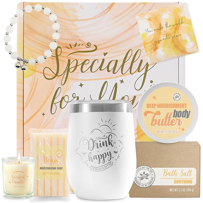 Self Care Gifts for Women, Bath and Body Set for Women, 8 PCS Vanilla Spa Kit for Her Birthday, Mothers Day, Christmas Gifts for mom