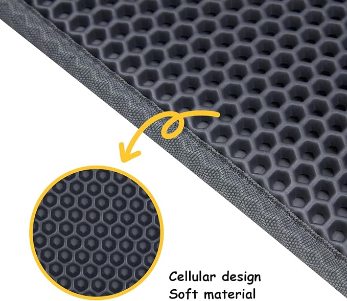 Cat Litter Mat, Litter Box Mat, Large Double Layer Waterproof Proof Trapping mat, Non-Slip Design, Kitty Litter Rug, Cat Supplies, Easy to Clean, 24x15 Inch, Grey, Pack of 1