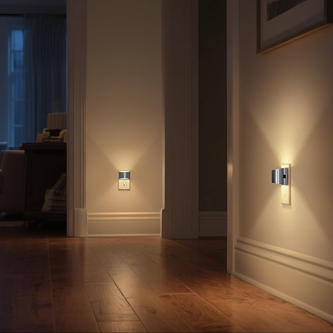 Night Light, Night Lights Plug into Wall, Adjustable, 3000K | 3 Level Brightness Adjustable Plug in Night Light, Dusk to Dawn Sensor Nightlights for Adults, Bedroom, Hallway, 2 packs