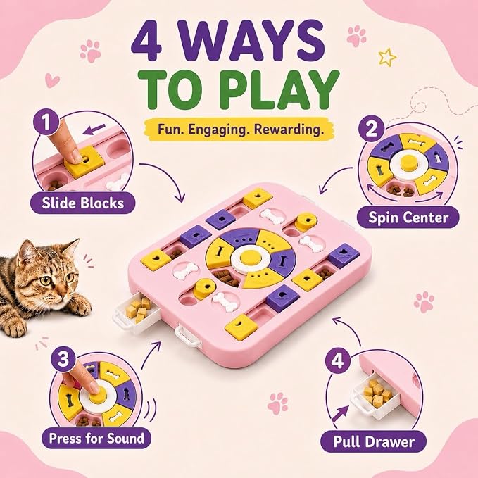 Interactive Cat Puzzle Toy, Maze Slow Feeder, 15.4 in