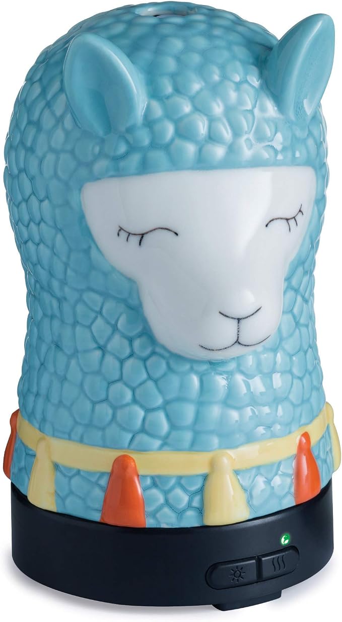 Airome Llama Medium Kid, Tween/Teen Glass Essential Oil Diffuser|100 mL Humidifying Ultrasonic Aromatherapy Diffuser 8 Colorful LED Lights, Intermittent & Continual Mist, Auto Shut-Off, Blue