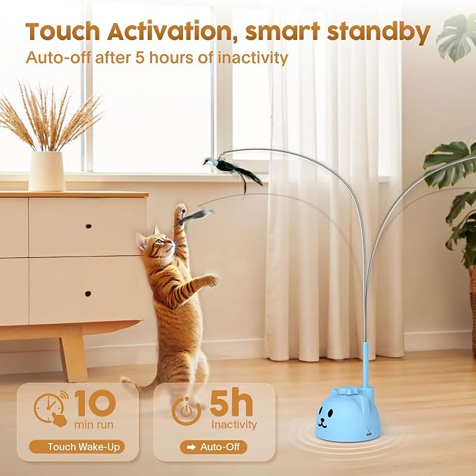 Interactive Cat Toys for Indoor Cats, 360° Automatic Spin Flying Bird Wand