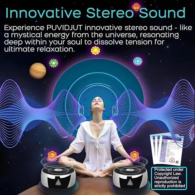 Sound Frequency Instruments, Meditation Tone TWS Machine- Solfeggio Bath Device for Yoga, Mindfulness, Singing Therapy System of Chakra Relaxation and Stress 5 Tones, 3 Timer Modes