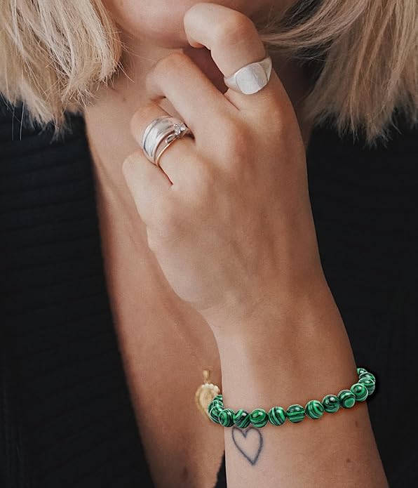 BOMAIL Natural Stone Bracelet for Women Men - 8MM Semi-Precious Gemstone Beaded Bracelet Healing Crystal Stretch Bracelet Yoga Bracelets Jewelry