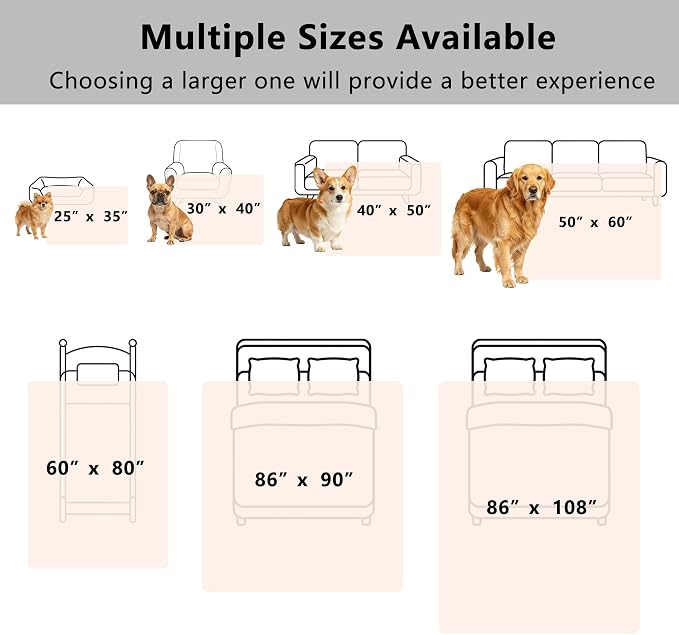 Waterproof Blanket for Dogs - Pet Throw as Furniture Protector | Cozy Sherpa & Smooth Velvet, Reversible and Machine Washable, for Couch, Bed, or Travel, 25"x35", Beige