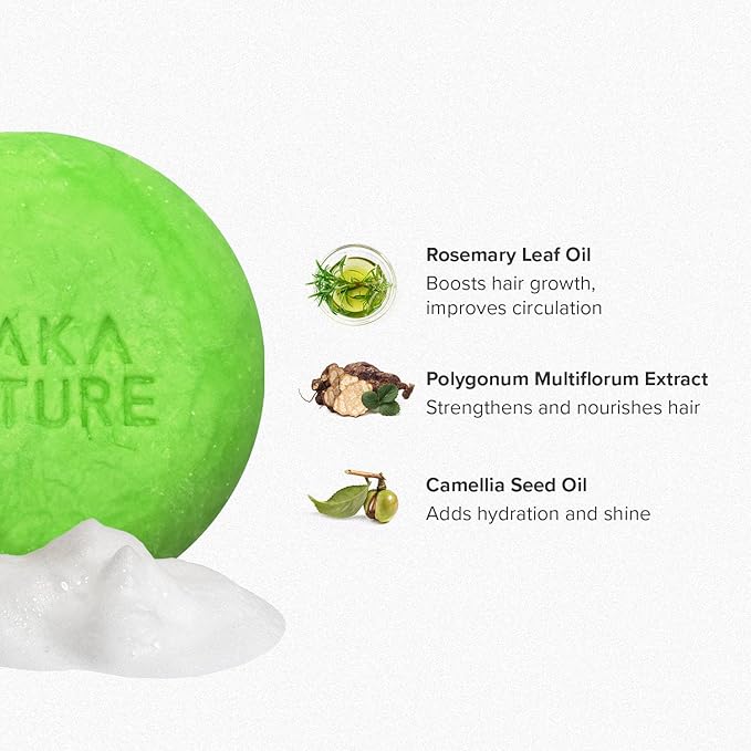 Maka Nature Low-Carbon Shampoo Bar | Korean K-Beauty Haircare with Natural Ingredients for Scalp & Hair Types | Vegan, Eco-Friendly, pH balanced, 3.35oz (Rosemary), Made in Korea