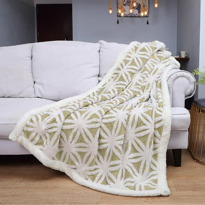 LOMAO Sherpa Fleece Blanket Gifts for Mom Dad Cozy Soft Throw Blanket for Women Men Birthday Gifts Dual Sided Couch Sofa Bed Blanket (Fruit Green, 60''x80'')