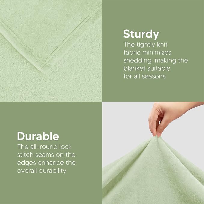 Utopia Bedding Soft Fleece Bed Blanket King Size Sage Green (90x102 Inch) | Microfiber Plush Warm Lightweight Breathable Cozy Blanket Anti-Static, All Season Use, Gift for Women and Men