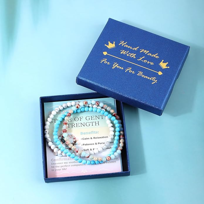 NCB 2.3-Piece 4mm Natural Crystal Gemstone Stretch Bracelets – Handmade Reiki Energy Healing Jewelry for Meditation,Yoga, Unisex