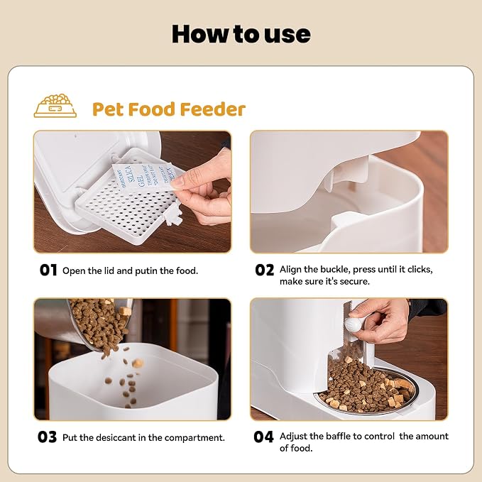 Automatic Cat Food Dispenser with Stainless Steel Bowl | Dog Water Bowl Dispenser Adjustable Water Dispensing, Auto Pet Waterer for Cats and Dogs