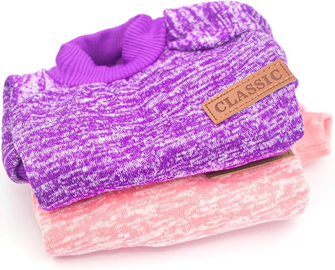 XL Dog Sweaters, Fleece Puppy Sweaters for Small Girl Dogs Female Warm Outfit Pet Small Dog Clothes for Boy Girl Dogs Bulldog, Dachshund, Pug, Pink Purple