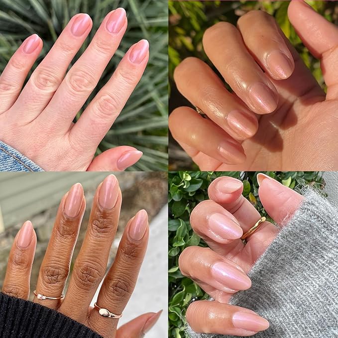 Olive & June Long Lasting Nail Polish | Spring Pastel Nails | Plump Gel-Like Finish No Lamp Needed | Lasts up to 10 days | 15-Free Vegan & Cruelty-Free Chip-Resistant | Sandy Scallop Golden Iridescent