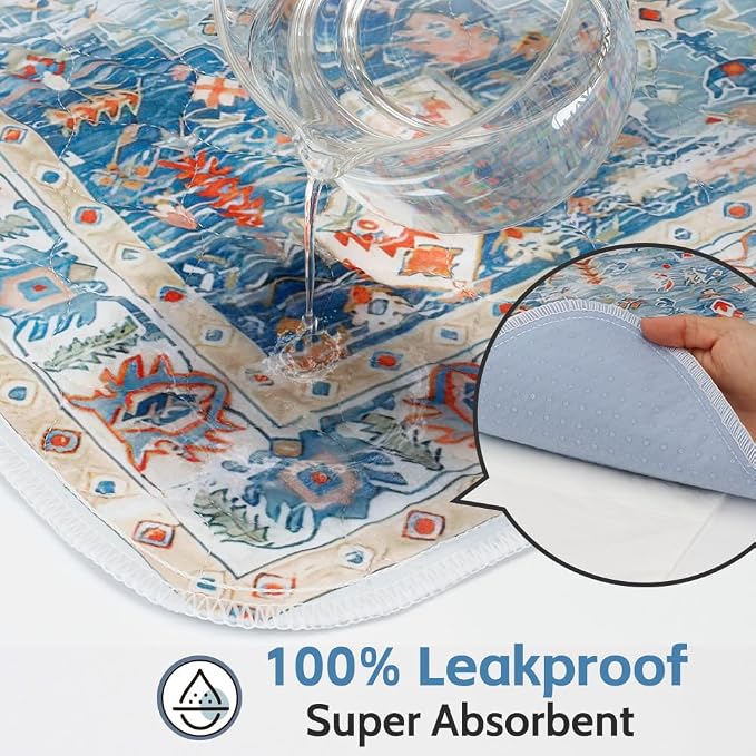 Washable Pee Pads for Dogs, 2 Pack Reusable Puppy Training Pads 48"x48" Super Absorbent Waterproof Dog Training Pads, Non-Slip Potty Pads, Whelping Pads Litter Mat Blue/Mix