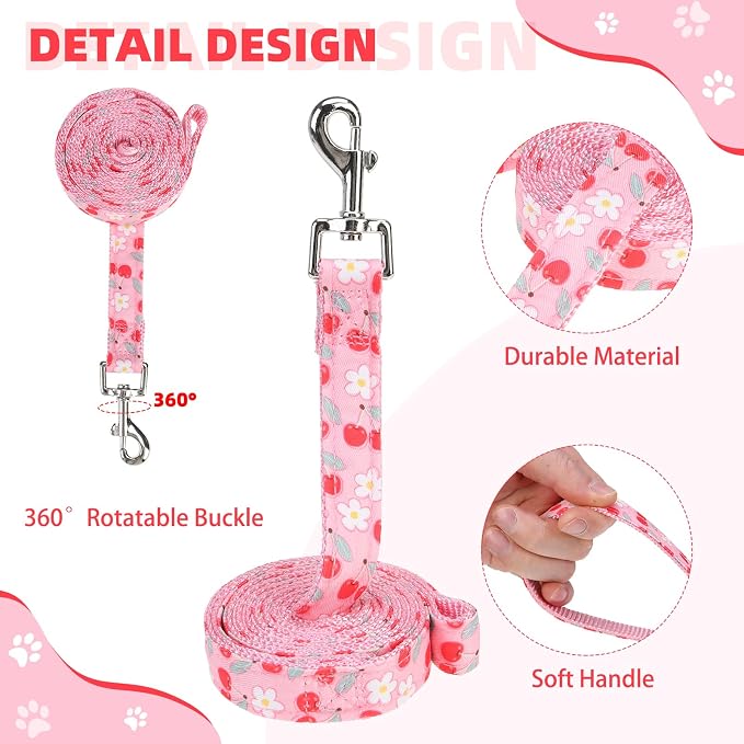 KOOLTAIL Dog Harness for Small Medium Dogs,Dog Harness and Leash Set, Step in No Pull Soft Mesh Padded Adjustable and Reflective Pet Vest Harness Puppy, Plaid Extra Harness for XS S Dogs,Pink Cherry,S