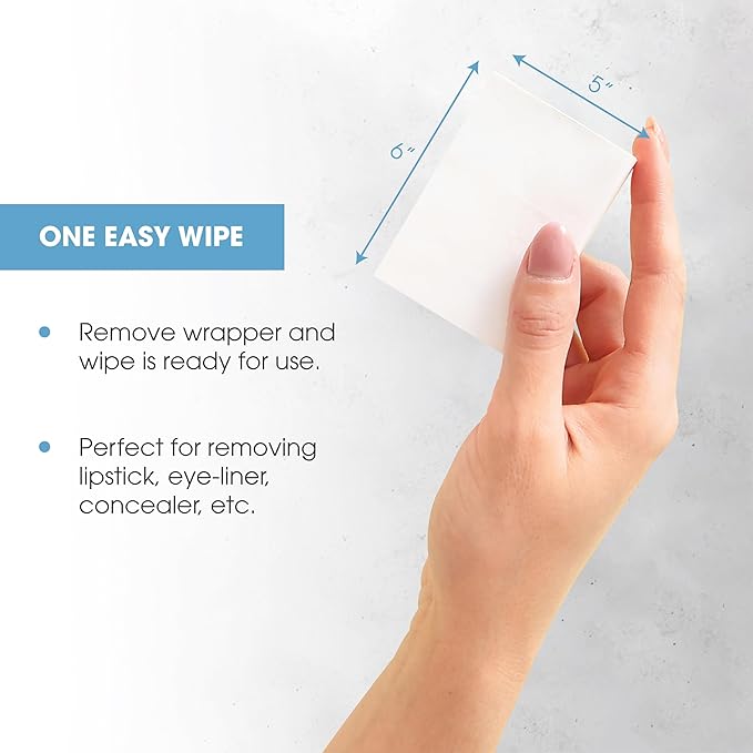Diamond Wipes Makeup Remover Wipes, Alcohol Free Facial Cleansing with Vitamin E, Case of 50 Face Wipes