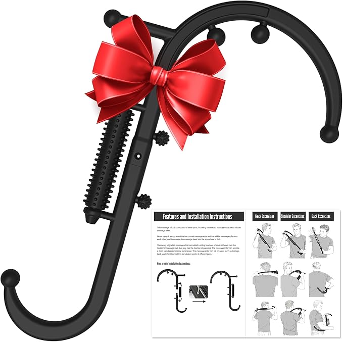 Trigger Point Massage Tool, Manual Back & Neck Massager Stick | Manual back massagers for neck & shoulder massage. Precision s-hook release tool provides deep tissue muscle knot pain relief
