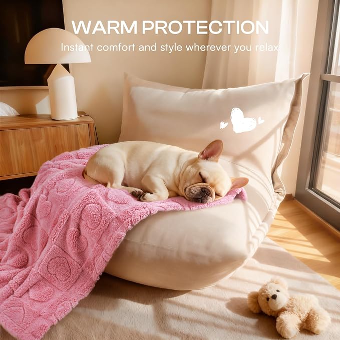 Luciphia 2 Pack Small Dog Blanket, Cozy Fleece Throw for Puppy Cat,30"x20" | Pink Blanket Washable for Medium/Large Dogs, Cute Cover on Bed Couch Crate Car, Puppy Essentials, Dog Gift,2PCs Pink