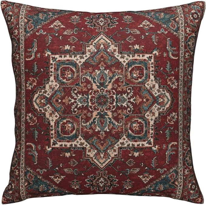 Northwest Persian Silk Carpet Print Pillow Covers Decorative Square Throw Pillowcase 18x18 Inch Couch Cushion Cover for Home Decor Living Room Bedroom College Dorm Bed Car Sofa