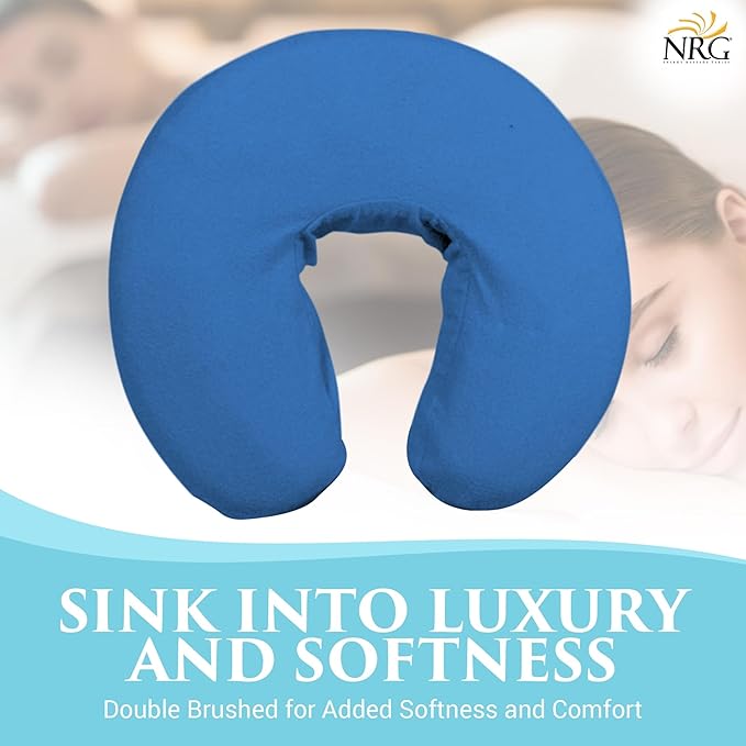 Deluxe Flannel Face Cradle Covers by NRG - 100% Brushed Cotton Face Rest Covers - Protect Your Massage Table Face Cradle - Adds Warmth and Comfort - 13" x 13" x 6" - 200 Thread Count - Twilight Blue