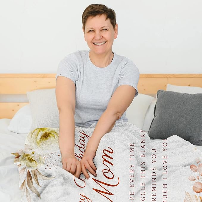 Birthday Gifts for Mom, Mom Birthday Gifts from Daughter Son, Unique Gift for Mothers Birthday, Mothers Bday Gift Fleece Blanket 60 x 50 Inch