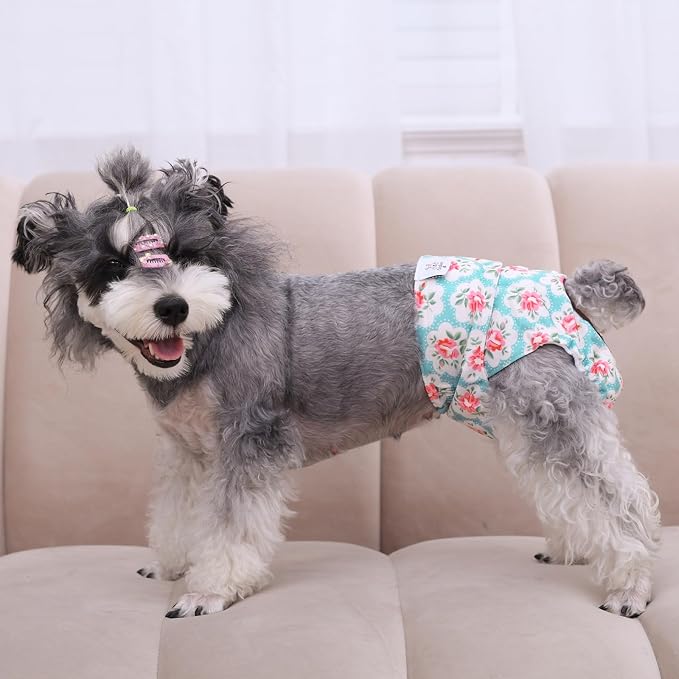 CuteBone Dog Diapers Female Washable Small Medium Large 3 Pack Reusable Doggie Diapers Puppy Period Pants for Doggy Heat Cycle Peeing
