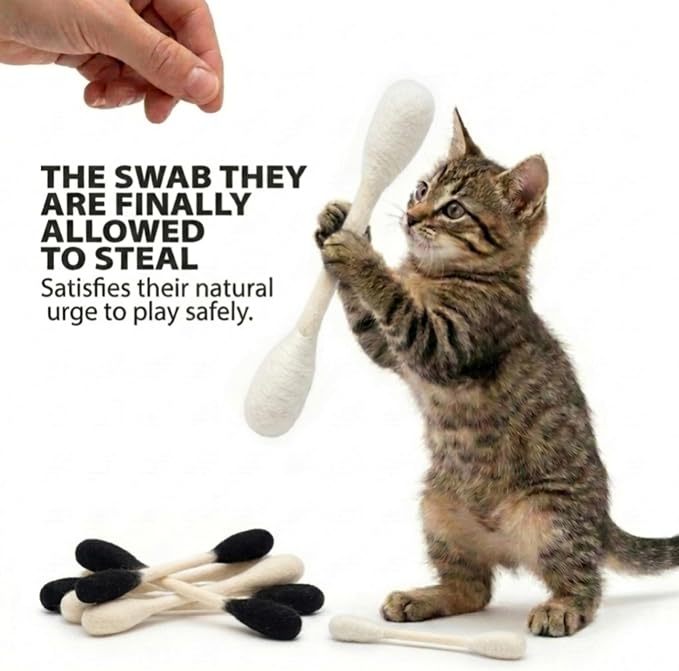 Glaciart One Swabs Cat Toys with Catnip - 6 Pk | Durable for Chew, Cute Cat Toys Interactive Kitty for Boredom, Exercise, & Play | Filled w/Organic Catnip for Anxiety & as Digestive Aid | Gift Idea