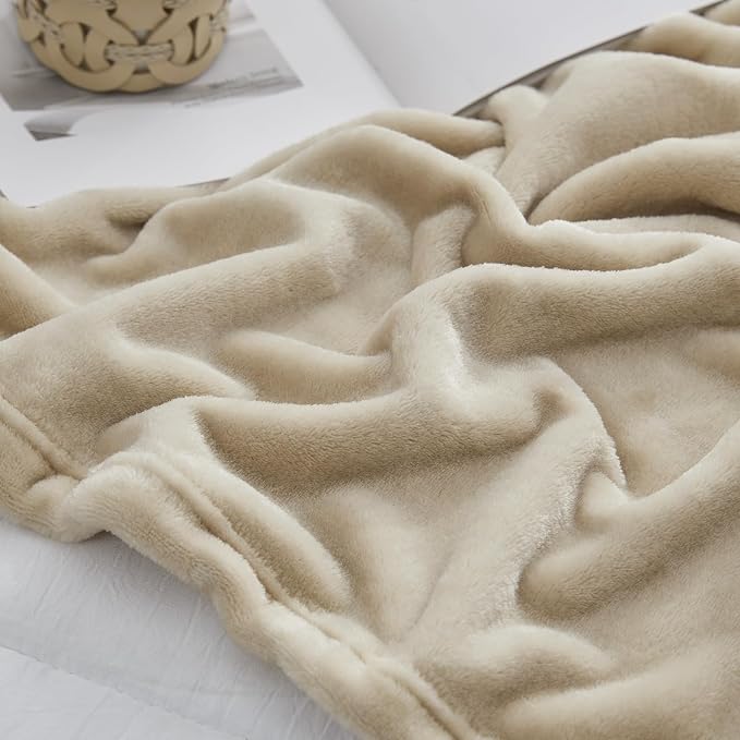 Hansleep Twin Taupe Fleece Blanket, Soft Flannel Bed Blanket | Fuzzy Cozy Blanket 60x80 Inches, Multi-use for Bed, Sofa, Couch, Travel, Camping, All Season Warm Lightweight Cover