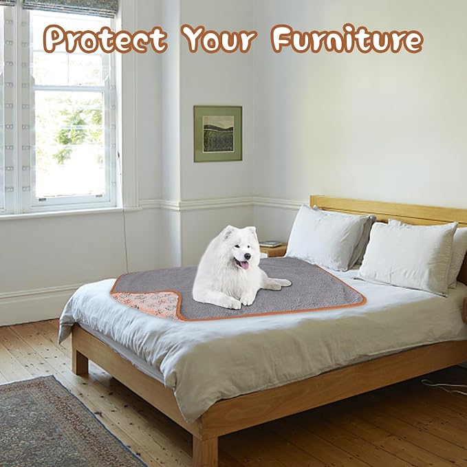 YUEPET Waterproof Dog Blankets, 2 Pack Washable Reversible Throw 50" x 40" | Puppy Blanket for Bed Sofa and Car, for Large Dogs and Cats, Soft Fleece, Mylar Heat-Reflective Layer, White+Coffee Pair