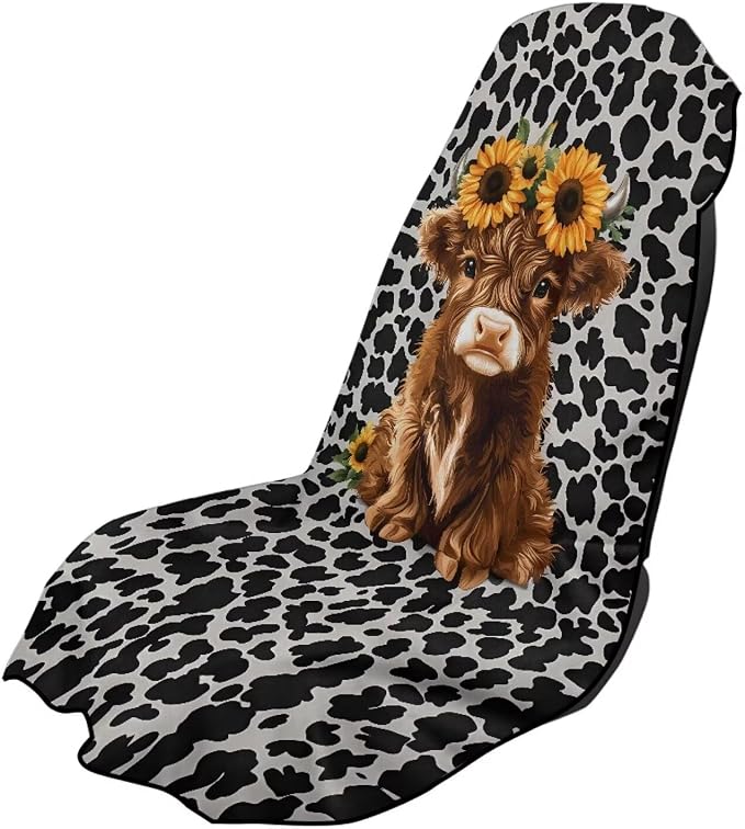 INSTANTARTS Cow Striped Highland Cow Car Seat Towel Covers Yoga Towel Car Seat Cover Car Towel