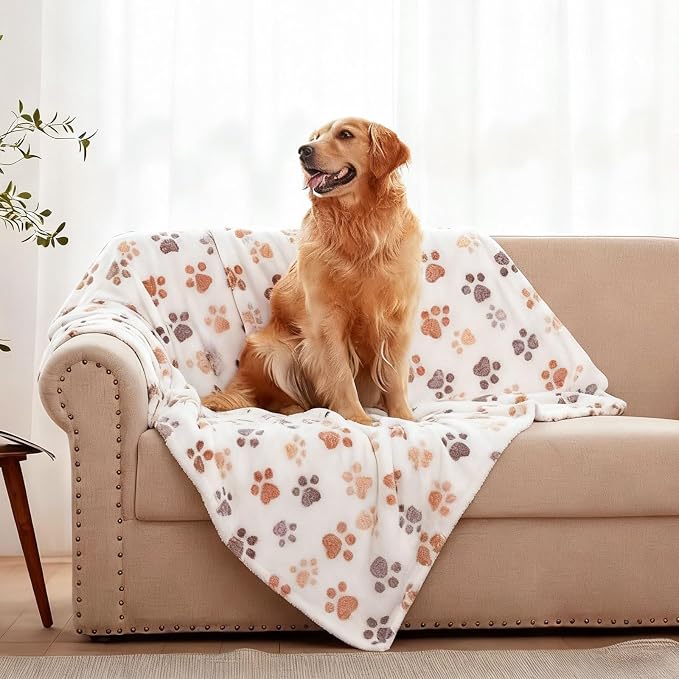 Dog Blankets for Medium Dogs, Cat, Premium Soft Dog Blankets for Small Dog | Washable, Puppy Blanket Dogs Essentials for Puppies (1, White, 41" x 30")