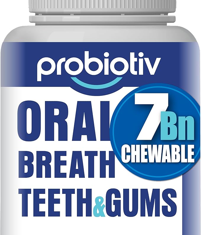 Probiotiv Oral Probiotics for Mouth Bad Breath 7 Billion CFU - Chewable Dental Probiotics for Teeth & Gums, Fresh Breath Freshener, Supports Oral Microbiome & Healthy Mouth