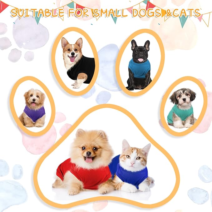 16 Pieces Small Dog Clothes Cute Blank Puppy Shirts Soft Dog Sweatshirts Breathable Outfit for Pet Cats Accessories, 16 Styles(M)