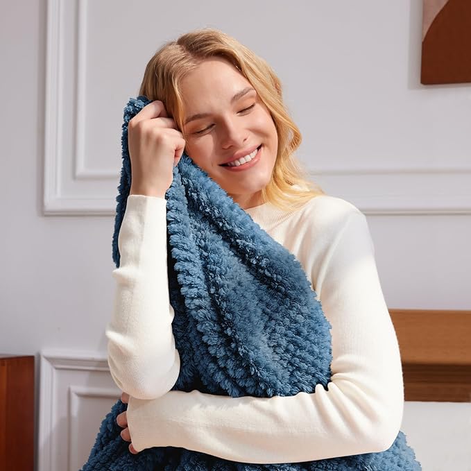 Whale Flotilla Extra Large Soft Fleece Throw Blanket for Couch | 50x70 Inch, Navy Blue, Suitable for Sofa Chair Bed, Fluffy Fuzzy Jacquard Blankets for All Season, Lightweight and Cozy