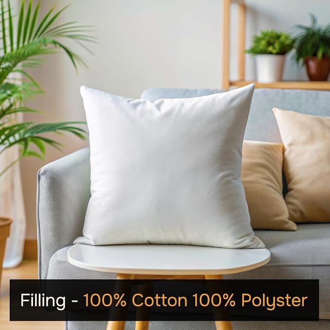 CanvasChamp Throw Pillow Inserts Pack of 2, Lightweight Soft Polyester Decorative Pillow Covers - 16" W x 16" H Bed & Couch Pillows